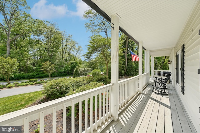 wooden deck with covered porch