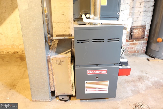 utilities featuring heating unit and gas water heater