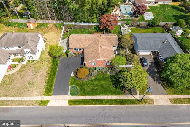 aerial view featuring a residential view