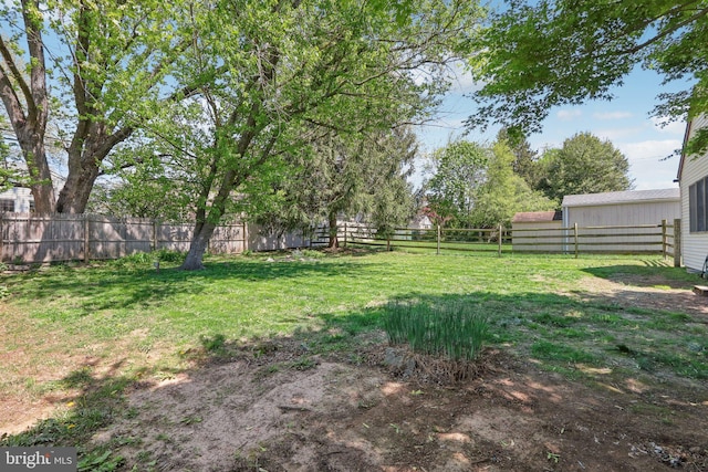 view of yard featuring a fenced backyard