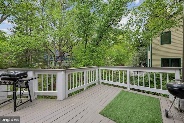 wooden terrace with grilling area
