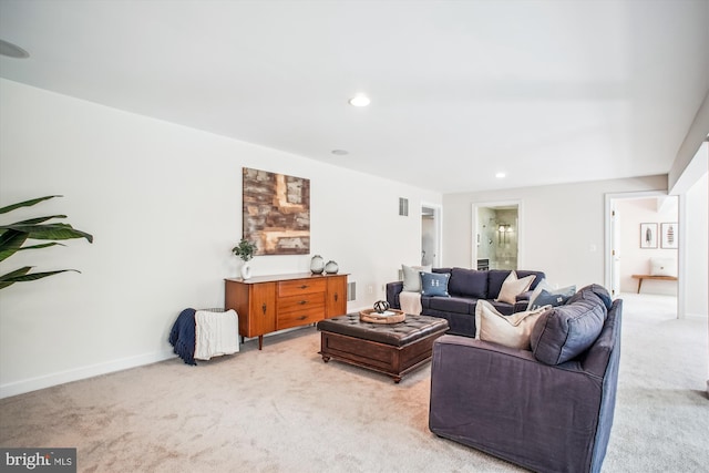 10601 Little Run Farm Ct, Vienna, VA 22182 - living area featuring carpet flooring, recessed lighting, baseboards, and visible vents