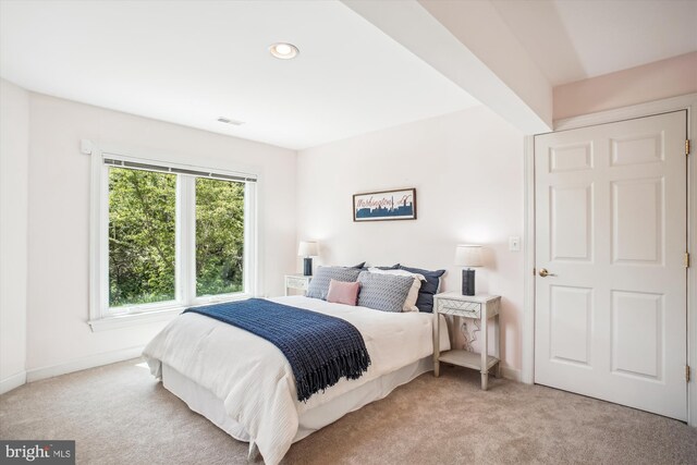 10601 Little Run Farm Ct, Vienna, VA 22182 - bedroom featuring recessed lighting, baseboards, light colored carpet, and visible vents