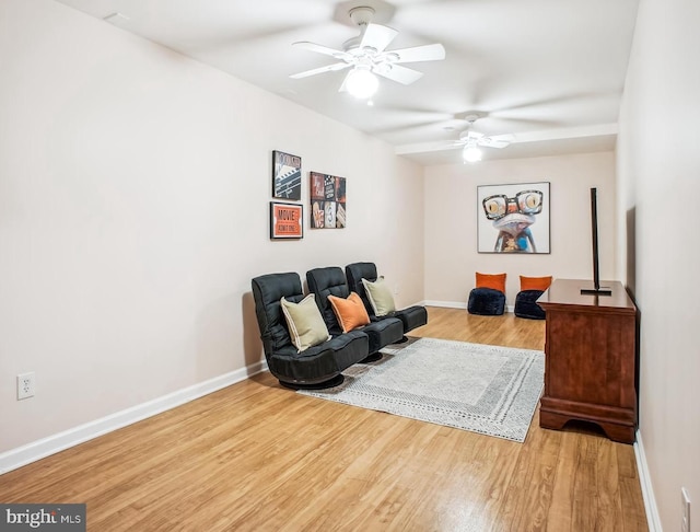 10601 Little Run Farm Ct, Vienna, VA 22182 - living area with baseboards, a ceiling fan, and wood finished floors