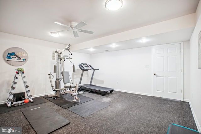 10601 Little Run Farm Ct, Vienna, VA 22182 - workout room featuring baseboards and a ceiling fan