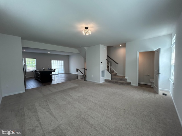 1108 Dovetail Cir, Fredericksburg, VA 22401 - unfurnished living room with carpet, baseboards, and recessed lighting