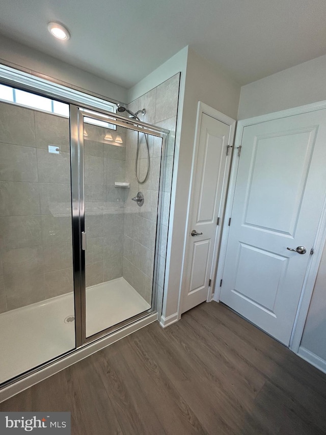 1108 Dovetail Cir, Fredericksburg, VA 22401 - bathroom with a stall shower and wood finished floors