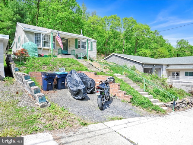 view of yard featuring stairs