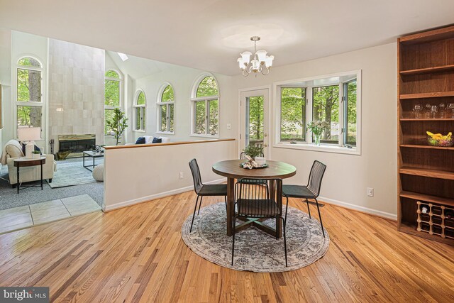 dining area featuring a healthy amount of sunlight, baseboards, and light wood-type flooring