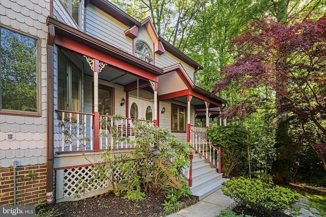 exterior space featuring covered porch