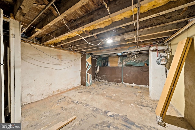 view of unfinished basement