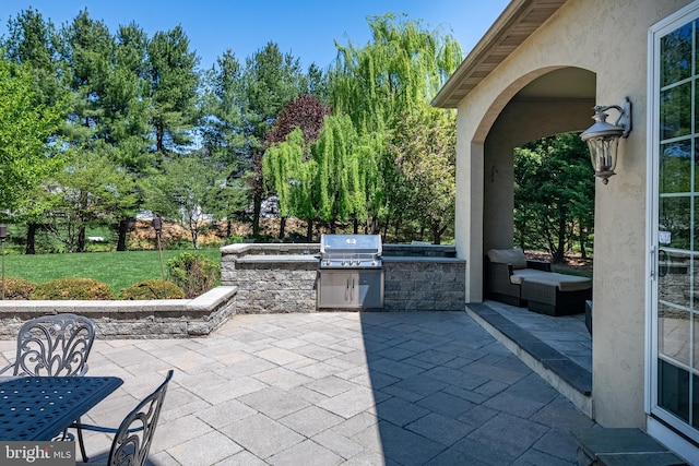 view of patio featuring grilling area and exterior kitchen