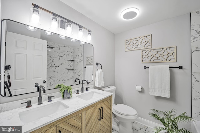 1640 Kreitler Valley Rd, Forest Hill, MD 21050 - full bath with double vanity, toilet, a sink, and marble finish floor