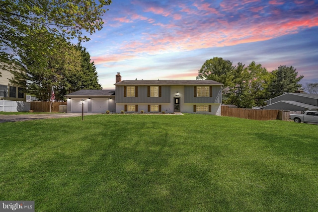 1640 Kreitler Valley Rd, Forest Hill, MD 21050 - bi-level home featuring fence, a chimney, a yard, and driveway