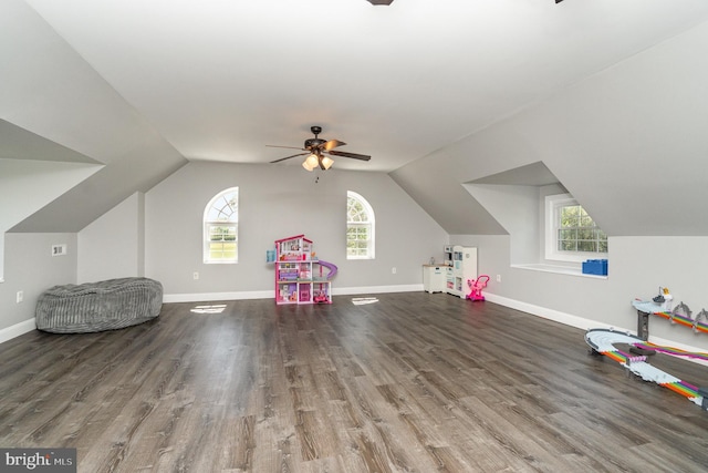 403 E Fourth St, Waynesboro, PA 17268 - game room featuring plenty of natural light, a ceiling fan, and wood finished floors
