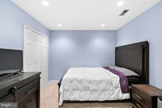 806 Windy Way, Front Royal, VA 22630 - bedroom with light carpet, recessed lighting, a closet, and baseboards