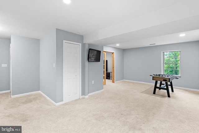 806 Windy Way, Front Royal, VA 22630 - recreation room with light colored carpet, baseboards, and recessed lighting