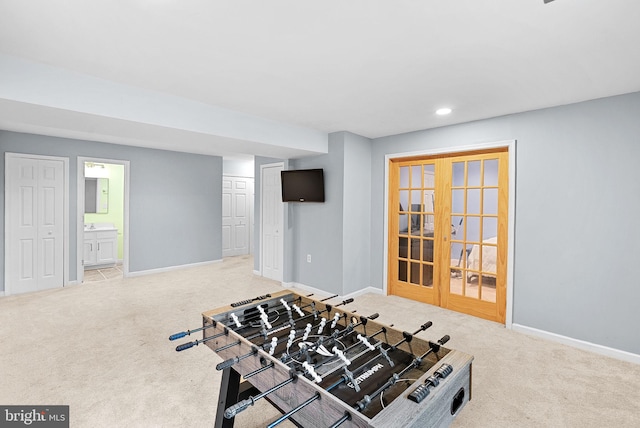 806 Windy Way, Front Royal, VA 22630 - game room with carpet, french doors, baseboards, and recessed lighting