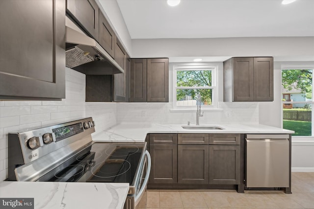 13 Sumac Ct, Newark, DE 19702 - kitchen featuring a sink, appliances with stainless steel finishes, under cabinet range hood, and a healthy amount of sunlight