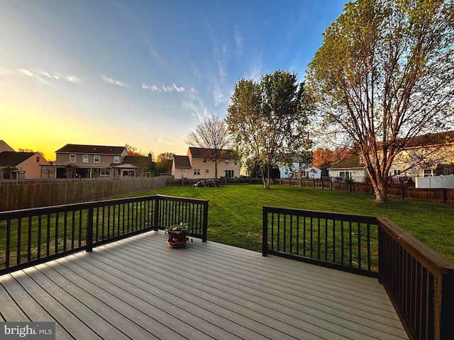 13 Sumac Ct, Newark, DE 19702 - wooden terrace featuring a fenced backyard, a yard, and a residential view