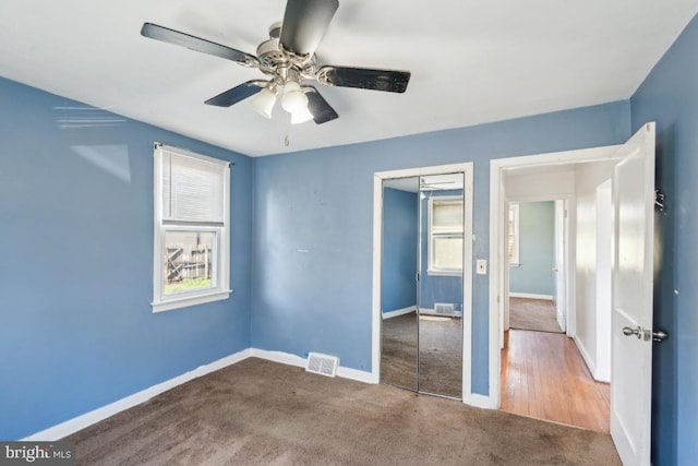 8 Sullivan Ave, Bellmawr, NJ 08031 - unfurnished bedroom with a closet, carpet, baseboards, and ceiling fan