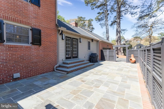 view of patio / terrace featuring french doors