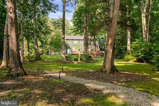 view of yard featuring a deck