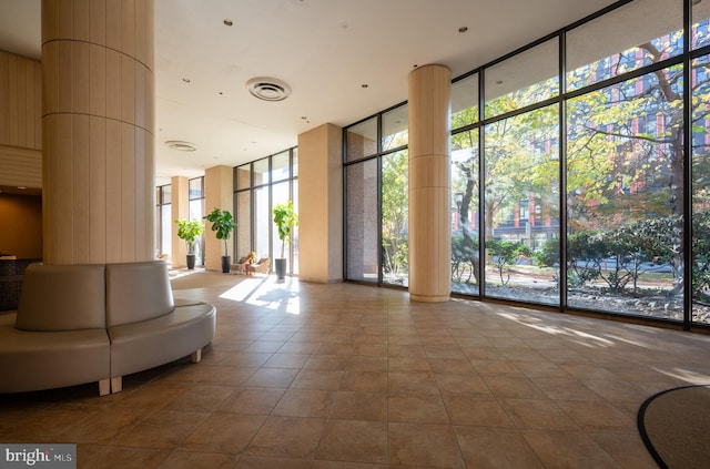 community lobby with visible vents