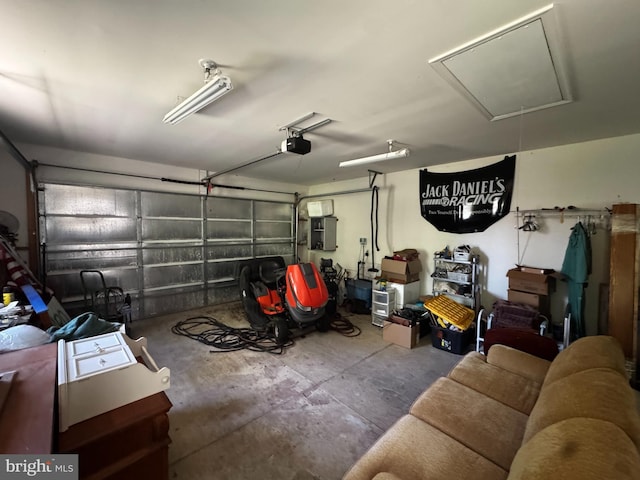 garage with a garage door opener