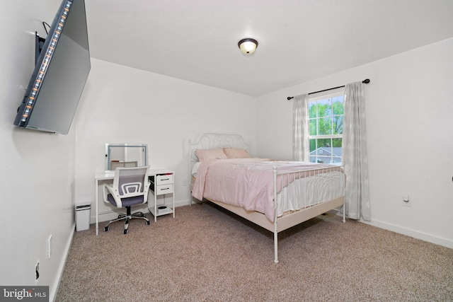 bedroom with carpet floors and baseboards