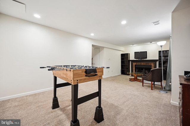 20003 Mattingly Ter, Gaithersburg, MD 20879 - rec room featuring carpet floors, a fireplace, recessed lighting, and baseboards