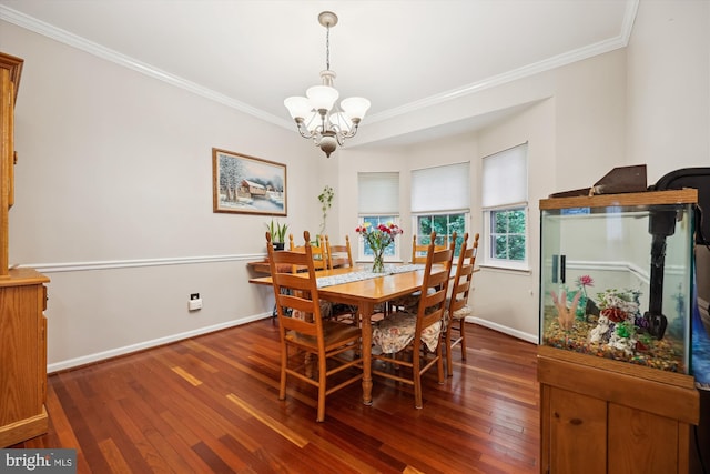 20003 Mattingly Ter, Gaithersburg, MD 20879 - dining room featuring a chandelier, crown molding, hardwood / wood-style flooring, and baseboards