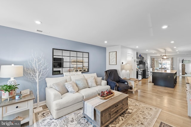 112 Maury Way, Winchester, VA 22602 - living room featuring recessed lighting, visible vents, and light wood-type flooring