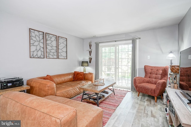 living area featuring light wood-style floors