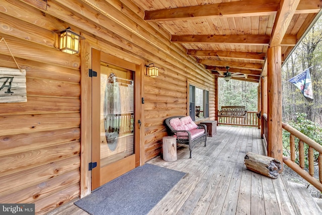 deck with covered porch