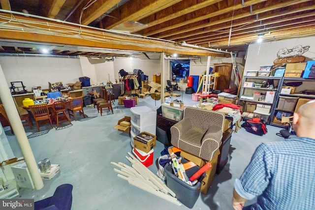 view of unfinished basement