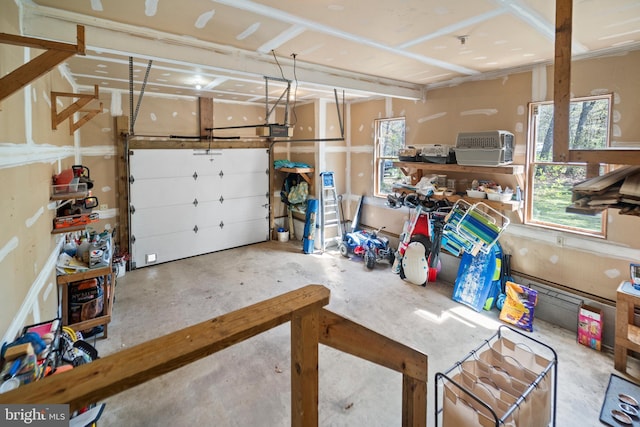 garage with a garage door opener