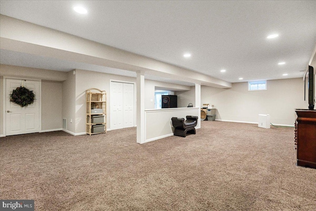 6815 Interlude Pl, Hughesville, MD 20637 - below grade area featuring recessed lighting, baseboards, and carpet floors