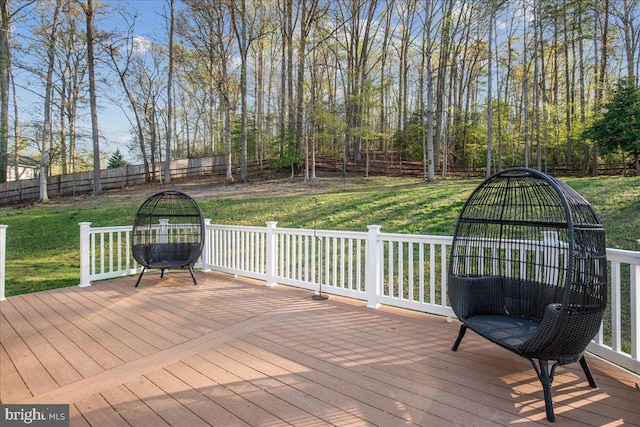 6815 Interlude Pl, Hughesville, MD 20637 - wooden deck featuring a fenced backyard and a lawn