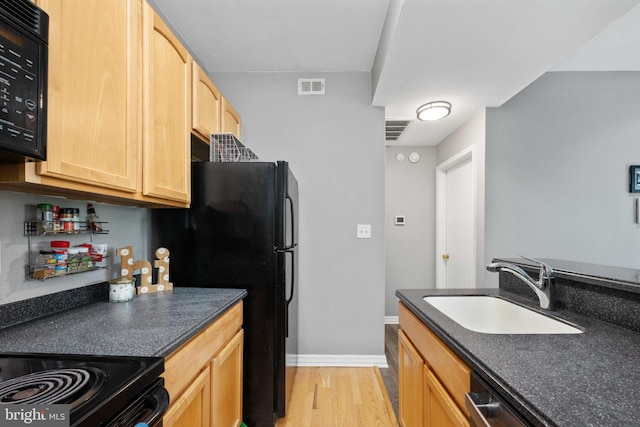 12152 Penderview Ter Unit 1322, Fairfax, VA 22033 - kitchen featuring visible vents, a sink, black appliances, and dark countertops