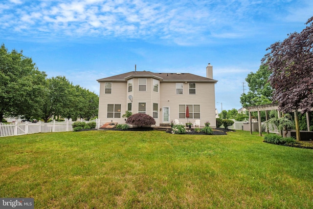 2 Rosebush Ct, Sicklerville, NJ 08081 - rear view of house with a chimney and a pergola