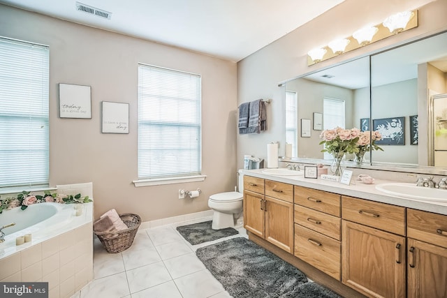2 Rosebush Ct, Sicklerville, NJ 08081 - full bathroom with double vanity, a garden tub, plenty of natural light, and toilet