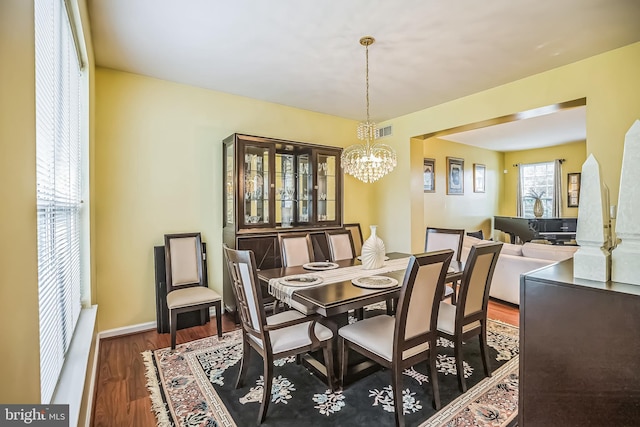 2 Rosebush Ct, Sicklerville, NJ 08081 - dining space featuring a chandelier, wood finished floors, and baseboards