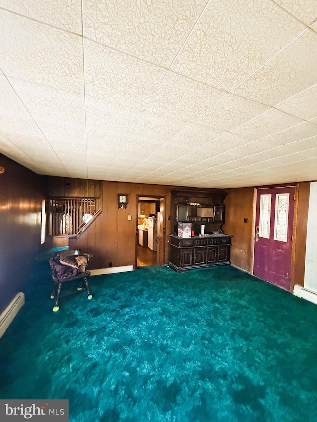 377 Main St, Cedarville, NJ 08311 - interior space featuring baseboards, carpet, and a baseboard radiator