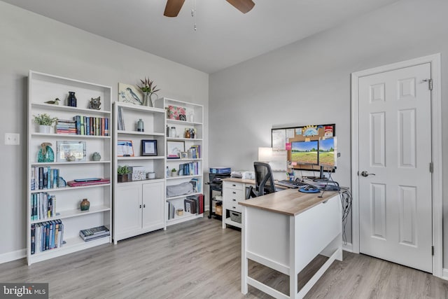9937 Sodus Ct, Faulkner, MD 20632 - office with a ceiling fan and light wood-style floors
