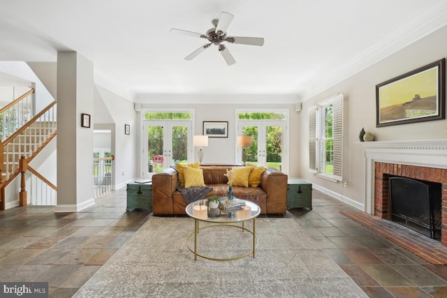 14309 Cervantes Ave, Darnestown, MD 20874 - living area featuring baseboards, french doors, and stone tile floors