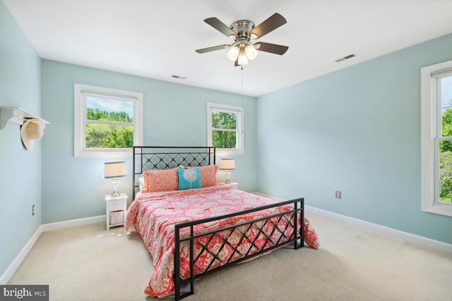 14309 Cervantes Ave, Darnestown, MD 20874 - bedroom featuring carpet floors, baseboards, visible vents, and ceiling fan