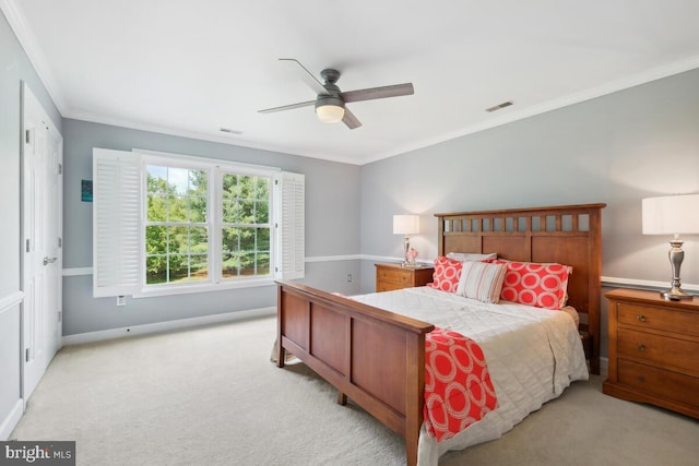 14309 Cervantes Ave, Darnestown, MD 20874 - bedroom with crown molding, baseboards, visible vents, and light carpet