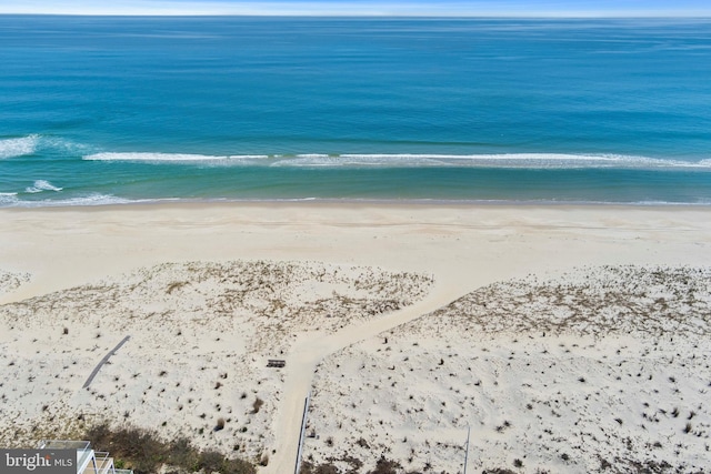property view of water featuring a view of the beach