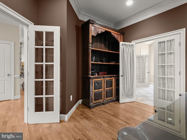 6 Jarretts Ct, Reisterstown, MD 21136 - unfurnished office with ornamental molding, french doors, and wood finished floors